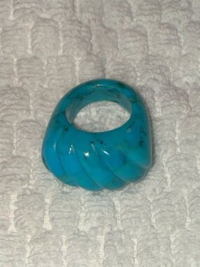 One Piece Carved Turquoise Ring